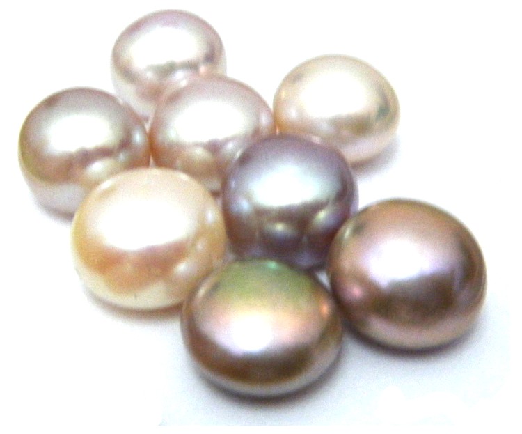 Natural Colours 13-14mm Half Drilled Button Single Pearls